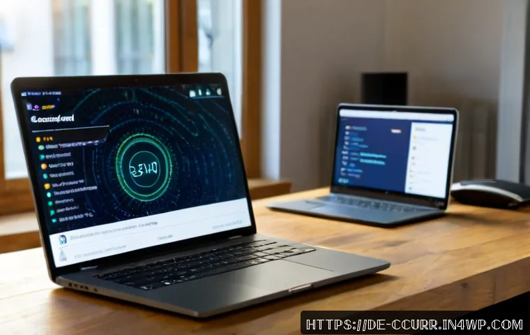 암호화폐 지갑 해킹의 최신 동향 - Photorealistic cybersecurity scene in a modern German home office, concerned adult examining a smart...